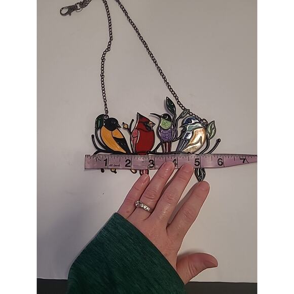 Multicolor Acrylic Bird Painted Ornament Window Panel Hanging Light Decoration - Picture 4 of 7